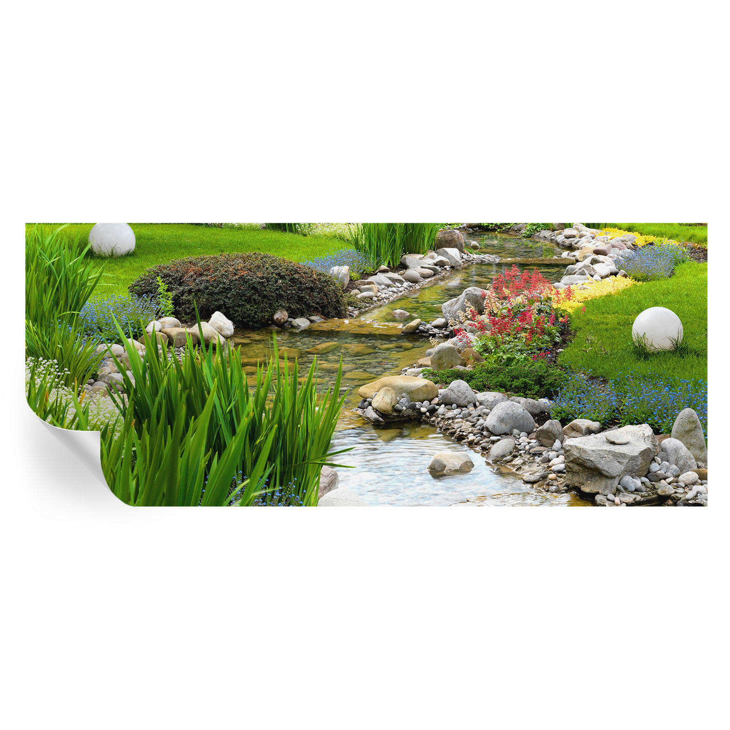 FOTOTAPETE 250x104 cm - Idyllischer Garten - Grün, Textil (250/104cm) - Wallfluent