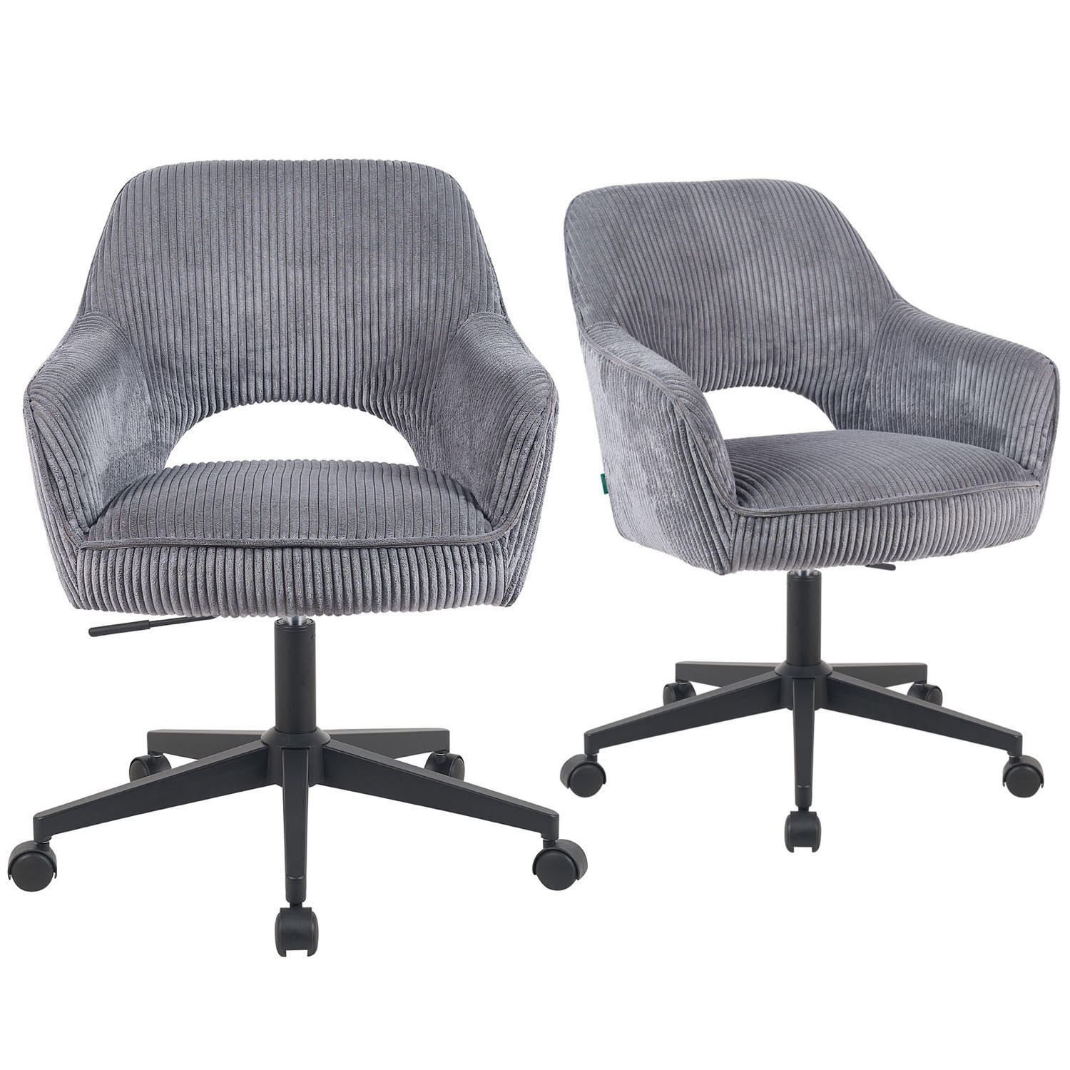 BÜROSTUHL Mika-Ilvy - Schwarz/Grau, Textil/Metall (60/84/65cm) - DUBI Möbel