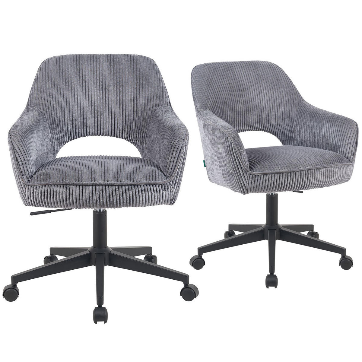 BÜROSTUHL Mika-Ilvy - Schwarz/Grau, Textil/Metall (60/84/65cm) - DUBI Möbel