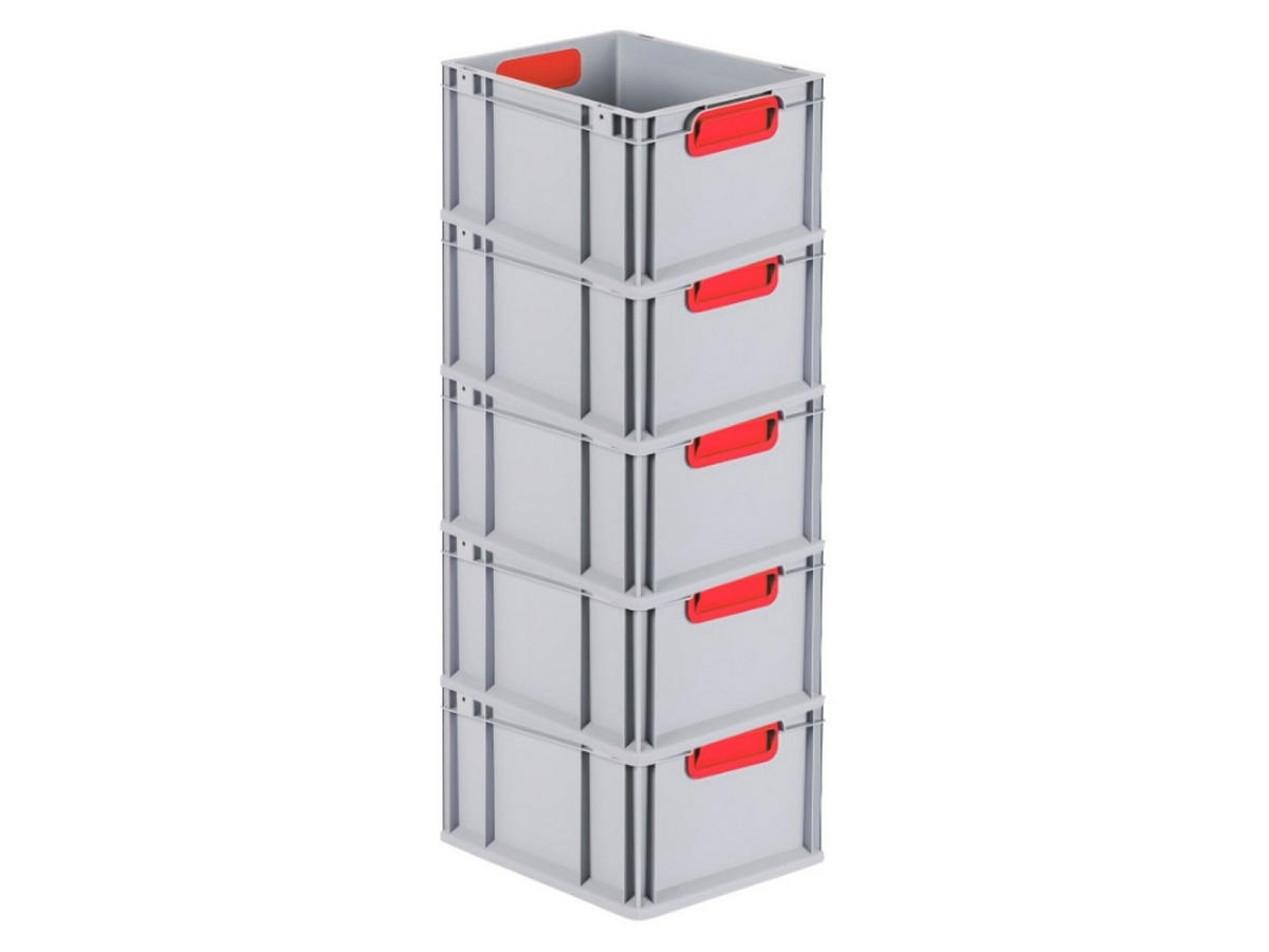 EUROBOX 5x Nextgen Color 22x30x40cm 20 Liter Griffe Rot Geschlossen - Rot, Kunststoff (30/22/40cm) - PROREGAL