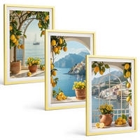 BILDER SET 3er Set - 40x60 cm Goldrahmen - Zitronenblumen aus der Küstenstadt - Goldfarben, Kunststoff (40/60cm) - TULUP