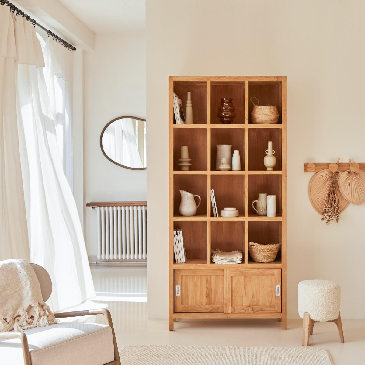 BÜCHERREGAL Coffee Tek Natur aus Teak - Naturfarben, Holz (100/215/35cm) - Tikamoon