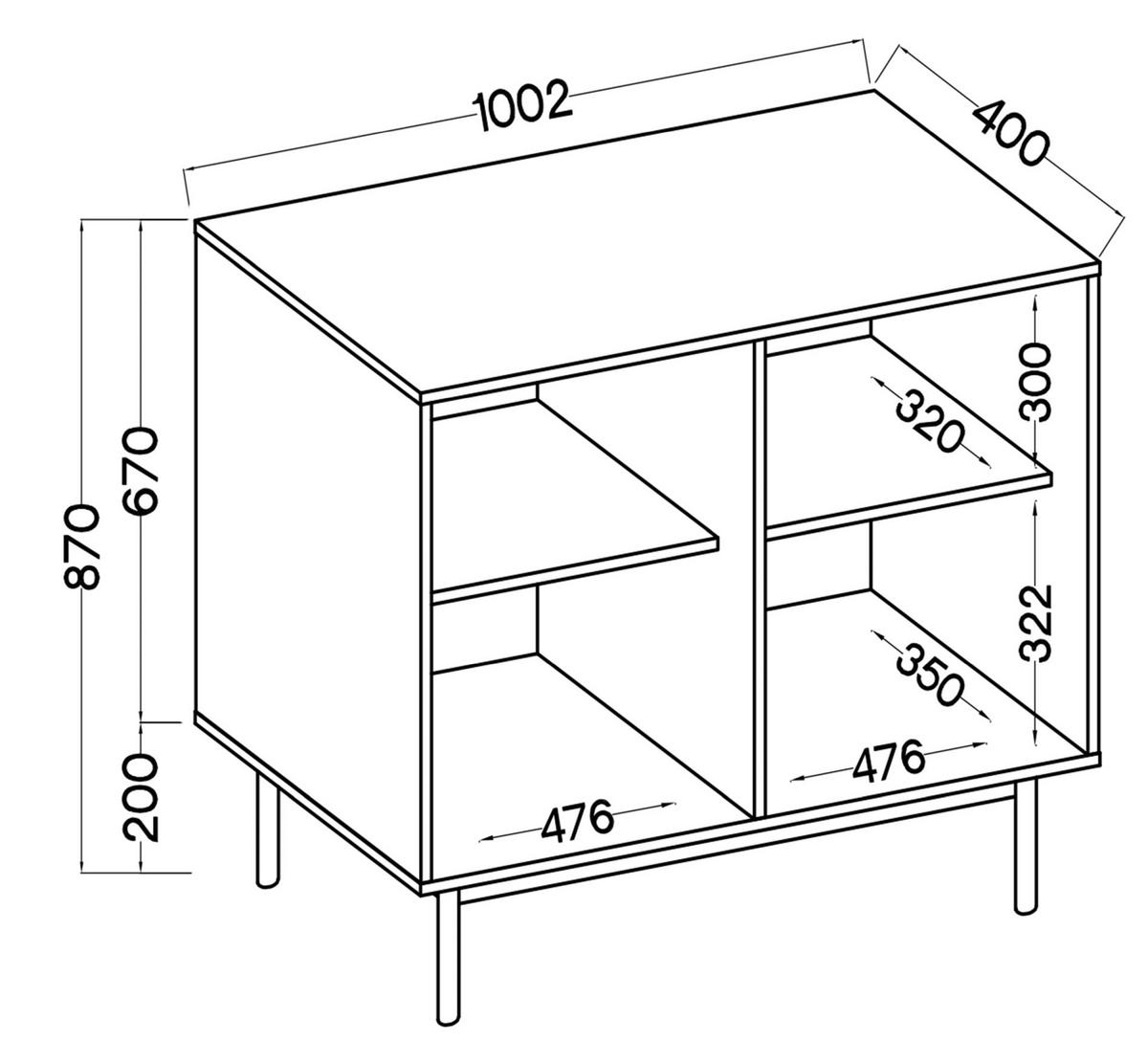 KOMODA Neksto dekor duba 100 cm - béžová, drevo/kompozitné drevo (100.2/87/40cm) - Selsey