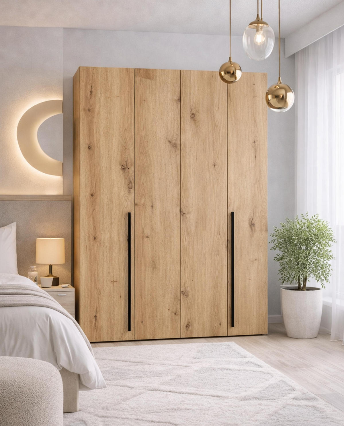 FALTTÜRENSCHRANK Omodeo 170 cm breit in Artisan-Eiche – mit WingLine-Falttüren - Eiche Artisan, Holzwerkstoff (170/240/58cm) - AX Living