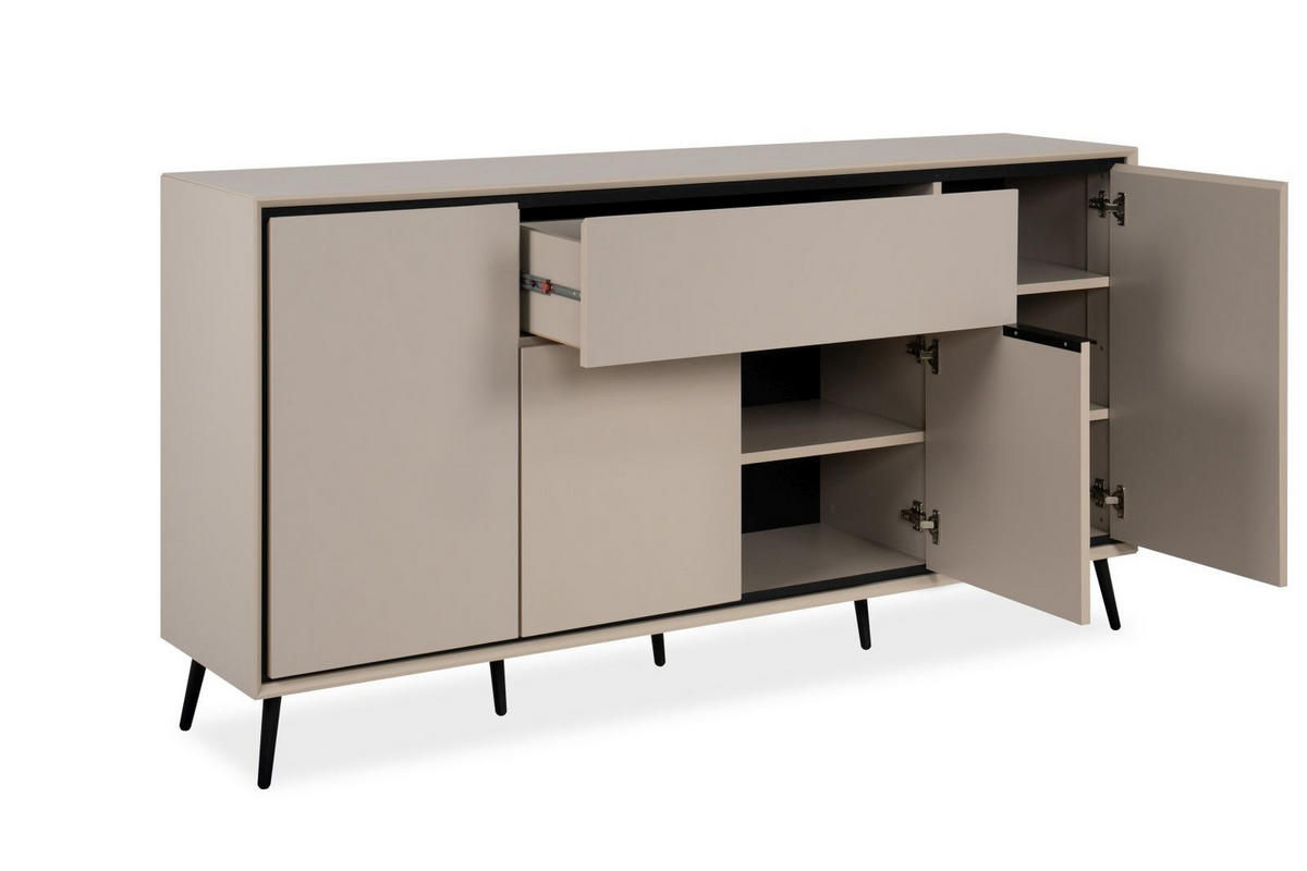 SIDEBOARD Aurora 51B sand / greige - Sandfarben/Schwarz, Holzwerkstoff/Kunststoff (175/90/38cm) - möbelvita