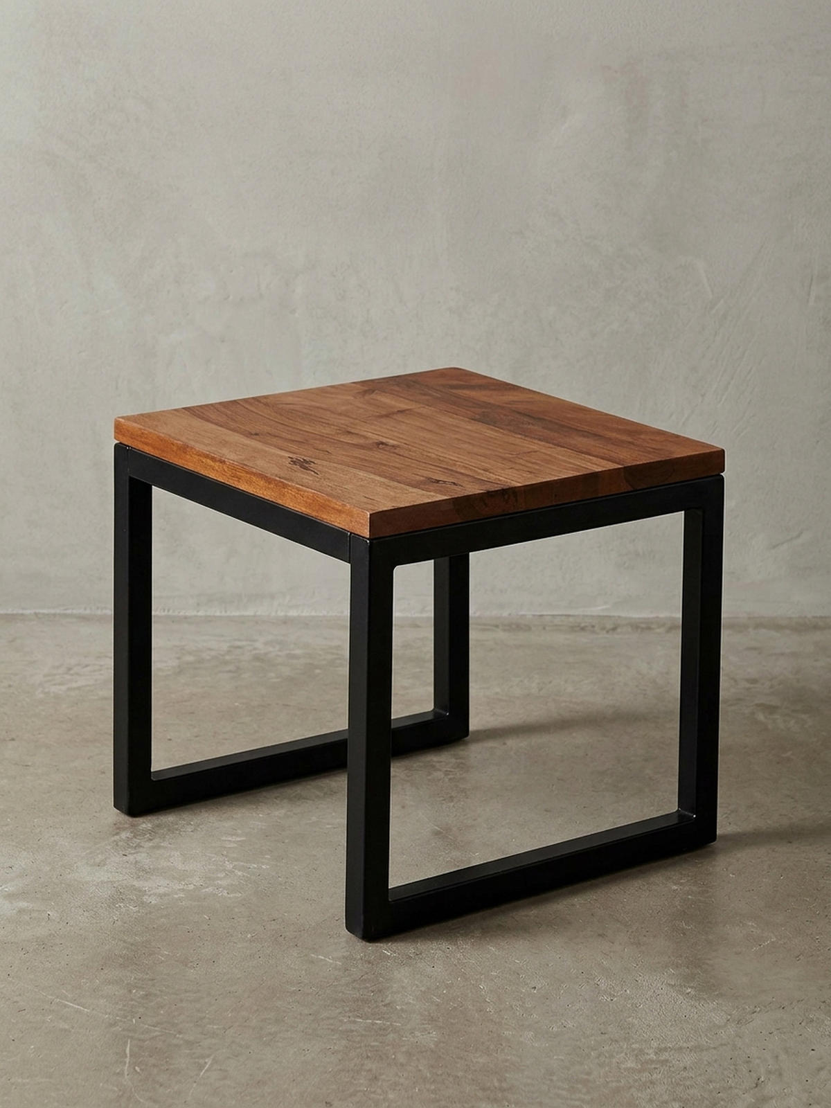 BEISTELLTISCH – Massivholz Braun rechteckig robust Industrial - Schwarz/Braun, Holz/Metall (45/45/40cm) - KADIMA DESIGN