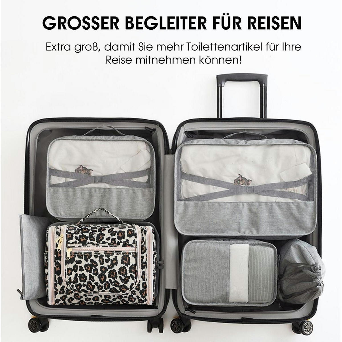 WASCHTASCHE zum Aufhängen mit Leopardenmuster Rosa - Multicolor, Textil (5/2/5cm)