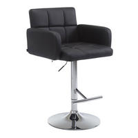 BARHOCKER Sutun Kunstleder Schwarz Silber - Schwarz, Leder/Metall (60/93/56cm) - DELUKE