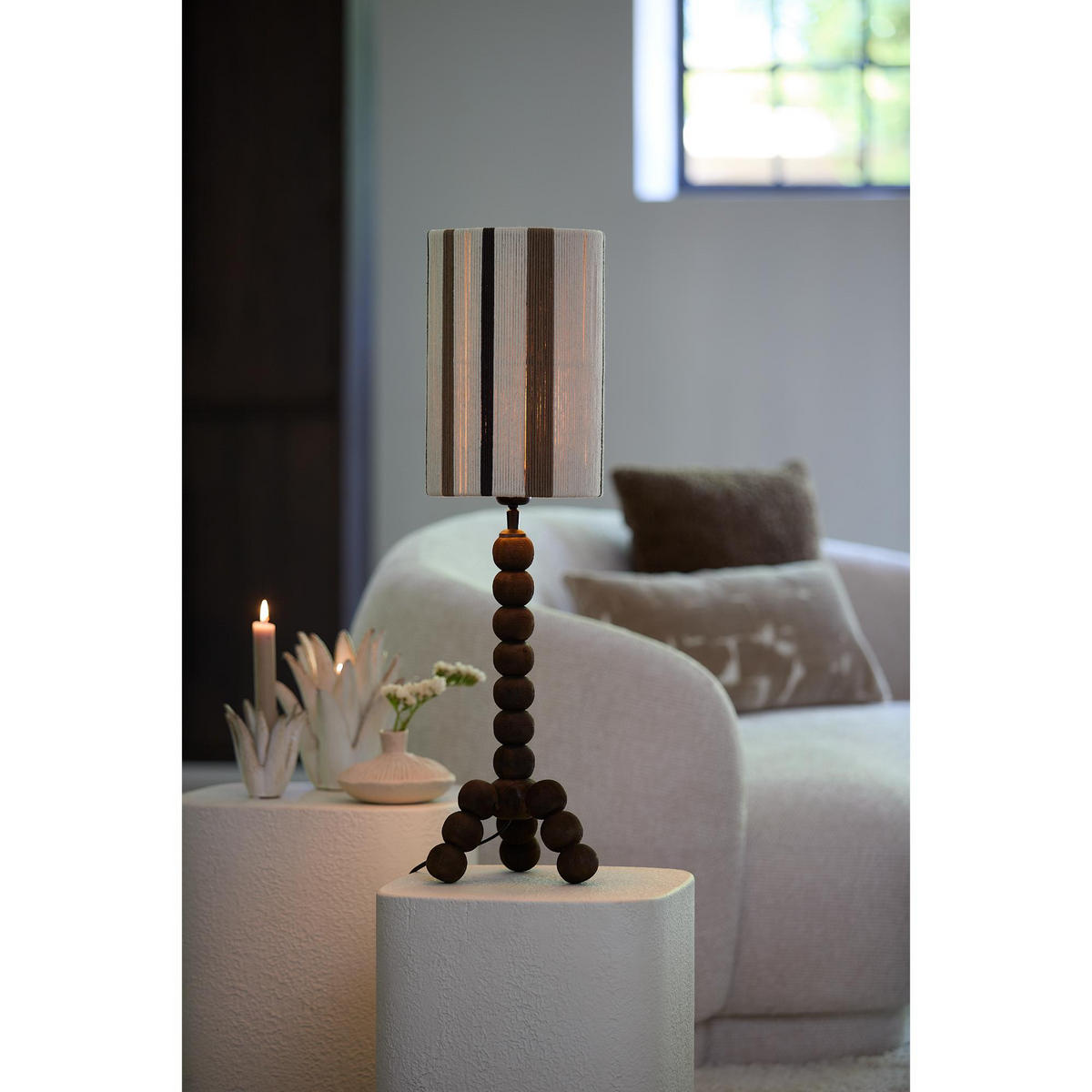 LAMPENSCHIRM Medan Weiß 20/20/30 cm - Weiß, Textil (20/20/30cm) - Light & Living