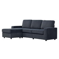ECKSOFA 245,5/150,5/86,5 cm dunkelgrau aus Polyester mit Ottomane und 4 Staufächern - Dunkelgrau, Kunststoff (245.5/150.5cm) - OKWISH