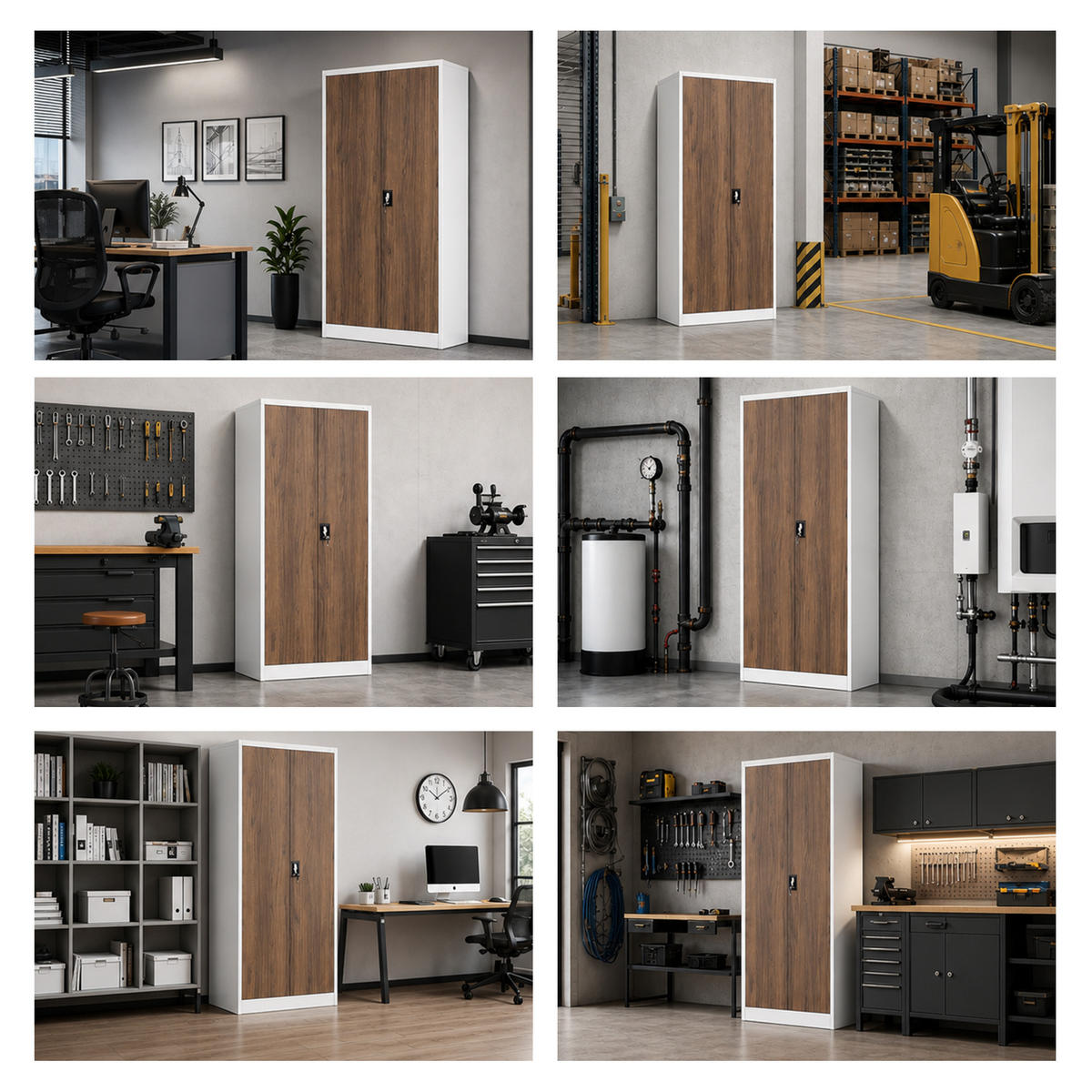BÜROAKTENSCHRANK JAN 185 x 90 x 40 cm - Nussbaumfarben/Weiß, Metall (90/185/40cm) - Jan Nowak