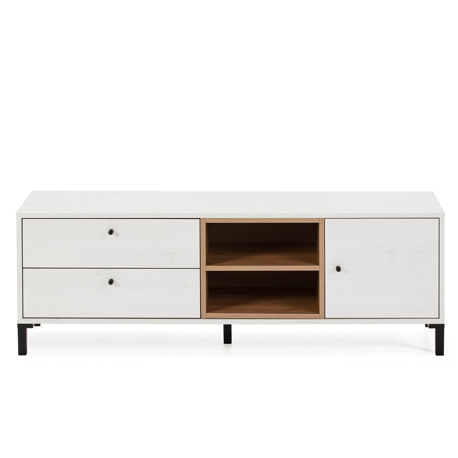 TV-ELEMENT Javea 2 Schubladen Farbe Weiß - Weiß, Holzwerkstoff (136/47/40cm) - VS Venta-stock