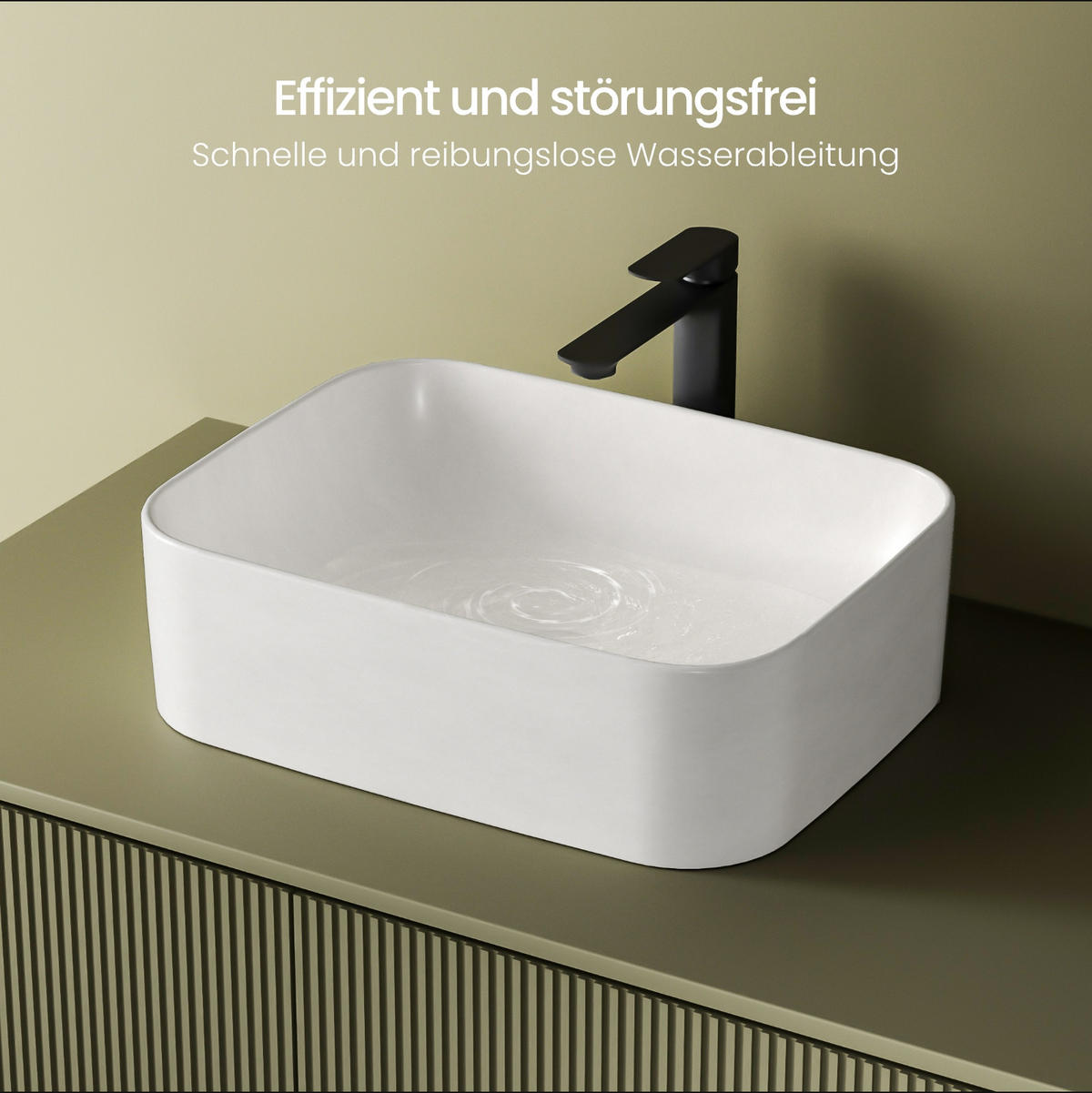 WASCHBECKEN Keramik Rechteck Abgerundetes Design R Mattweiß - Weiß, Keramik (38/15/50.5cm) - EMKE