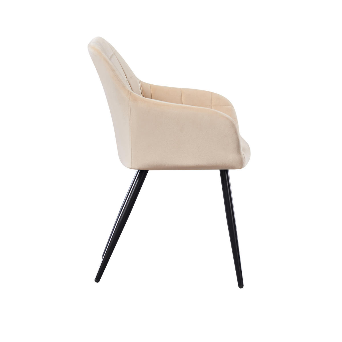 STUHL 4er-Set Samtcreme - Weiß, Metall (55/82/59cm) - Life Interiors