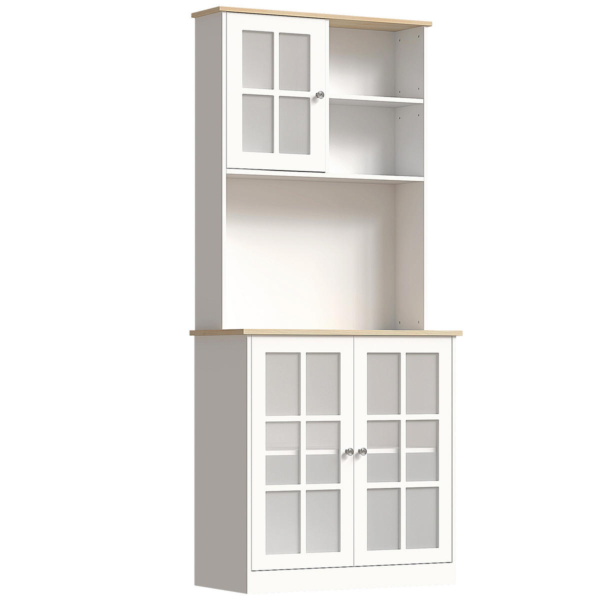 KÜCHENSCHRANK Weiß Eichefarben 80/37/183 cm - Weiß, Holz (80/183/37cm) - PANGIVO