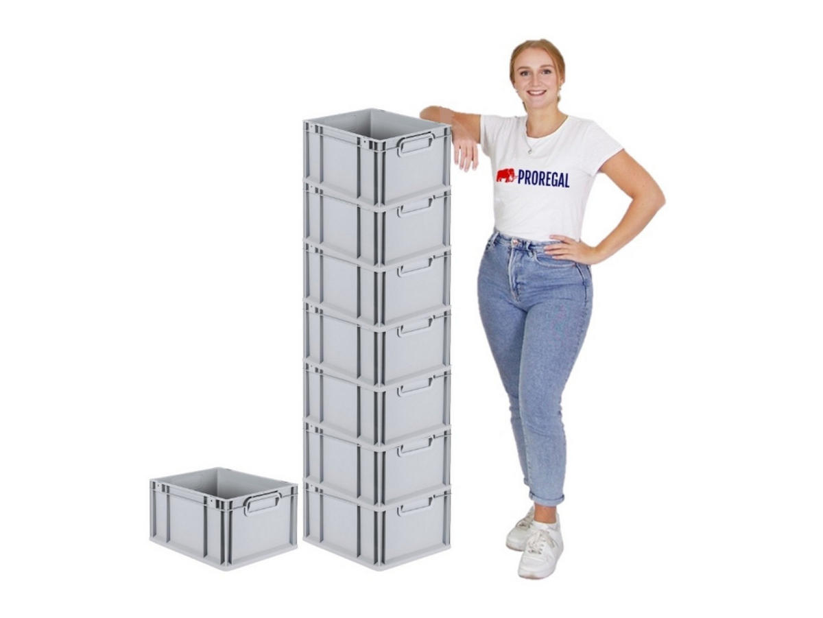 EUROBOX 8x Nextgen Economy Griffe Geschlossen 22x30x40cm 20 Liter - Grau, Kunststoff (30/22/40cm) - PROREGAL