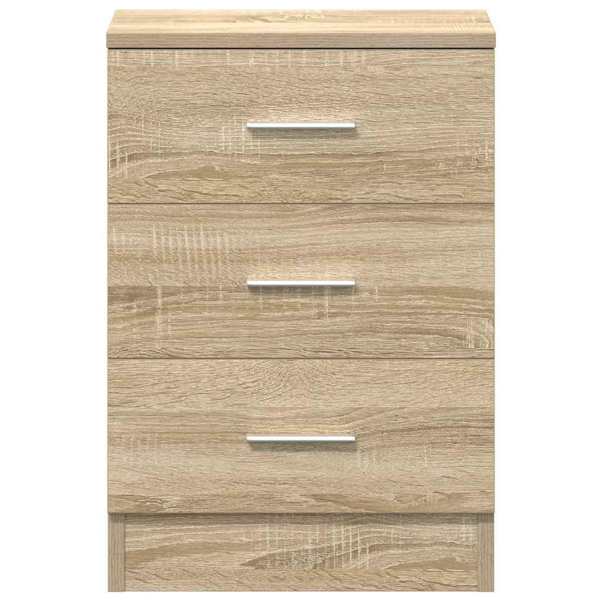NACHTTISCH 2-teilig mit 3 Schubladen 38/35/56 cm aus Holzwerkstoff in Sonoma-Eiche Dekor - Silberfarben/Sonoma Eiche, Holz/Metall (38/56/35cm) - vidaXL