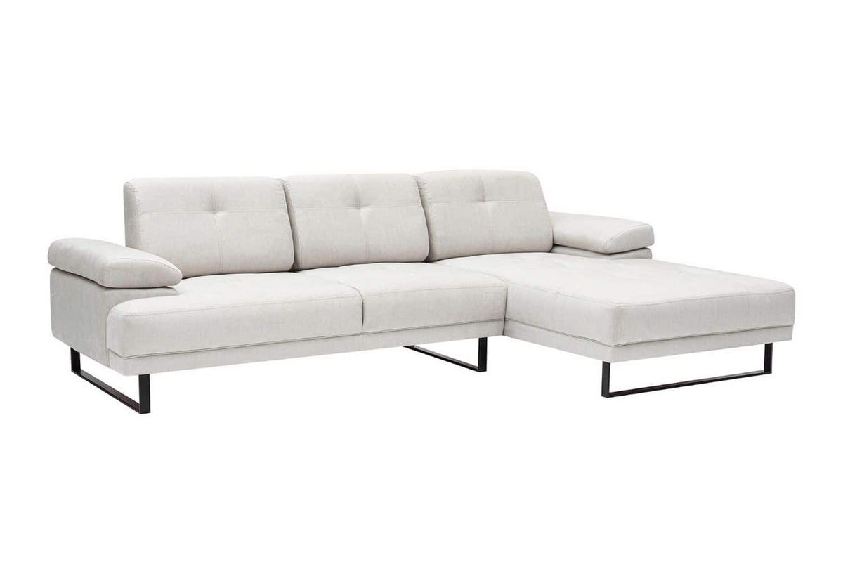 ECKSOFA mit verstellbarer Rückenlehne - Beige/Schwarz, Textil/Metall (174/314cm) - myHomelando