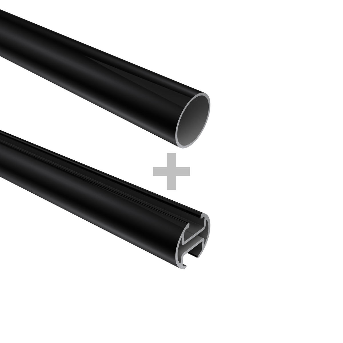 GARDINENSTANGE RUNDROHR-INNENLAUF Platon Estana 160 cm, 2-läufig, 20 mm Ø Schwarz - Schwarz, Metall (160cm) - INTERDECO