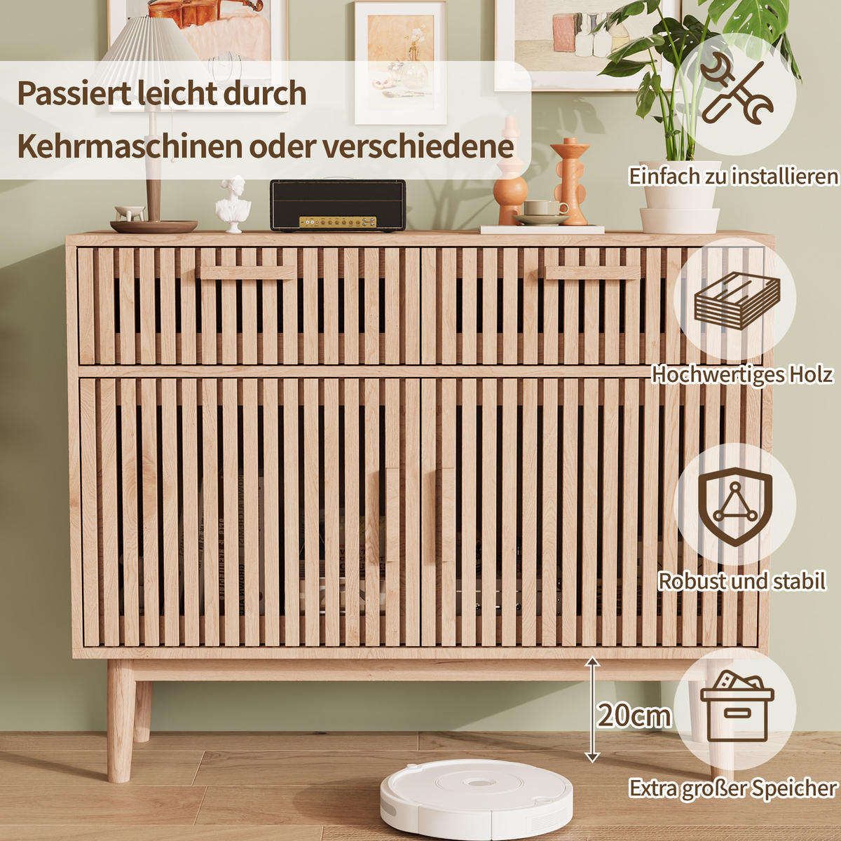 SIDEBOARD 100x35x80 cm Holzoptik mit Schubladen Buffetschrank - Braun, Holz (35/80/100cm) - PARAFTA HOME