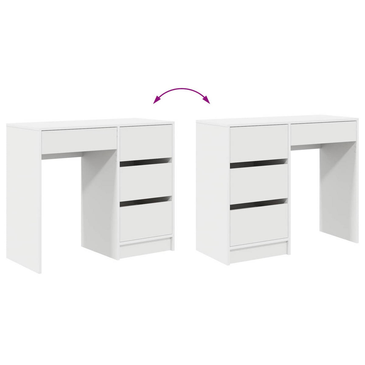 SCHREIBTISCH Mit Speicher Weiss 90/37,5/75 Cm Holzwerkstoff - Weiß, Holzwerkstoff (90/37.5/75cm) - vidaXL
