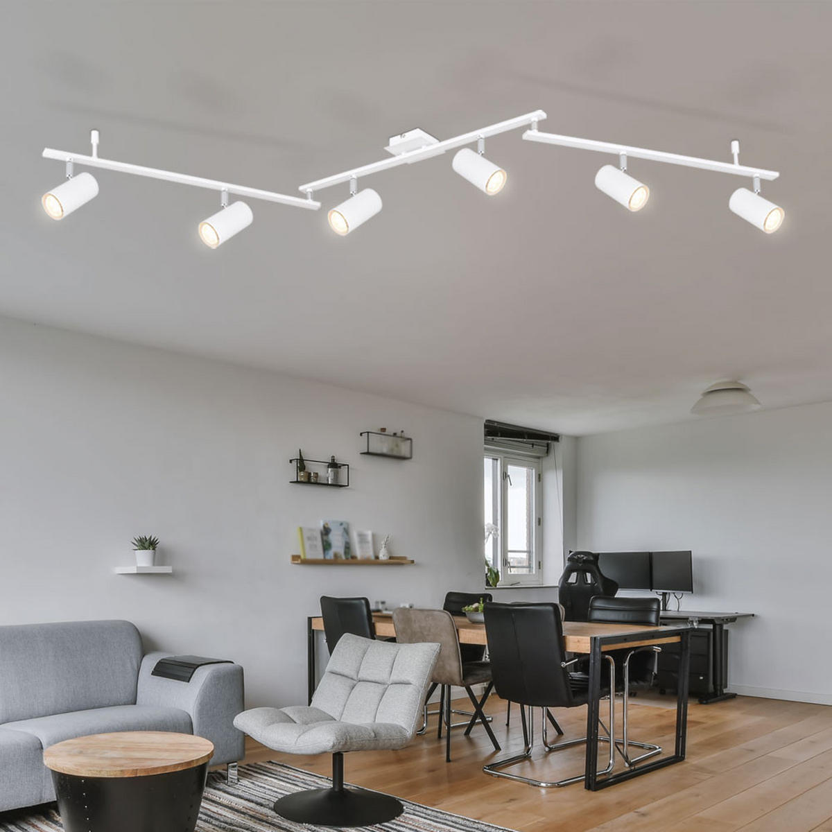 LED DECKENLEUCHTE Robby Metall Weiß - Weiß, Metall (180/10/18.5cm) - Globo Lighting