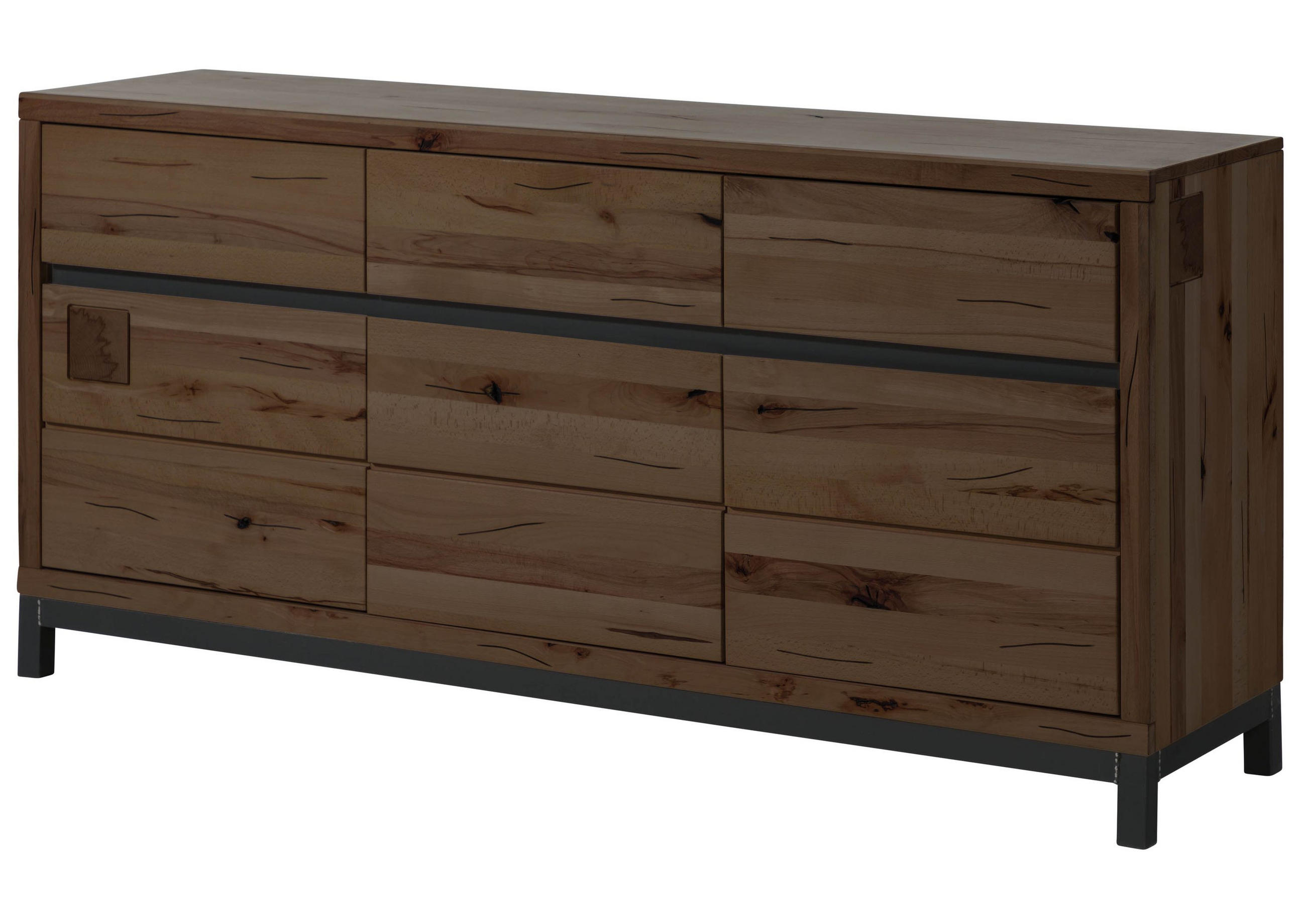 SIDEBOARD Kernbuche 175x45x85 tabacco braun geölt VILLANDERS #208 - Braun, Holz (175/85/45cm) - Massivmoebel24