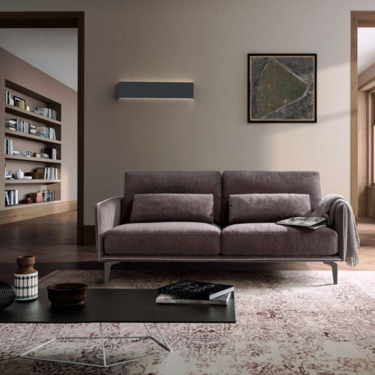 LED-WANDLEUCHTE - Anthrazit, Metall (50.4/11/3.6cm) - Lumicom