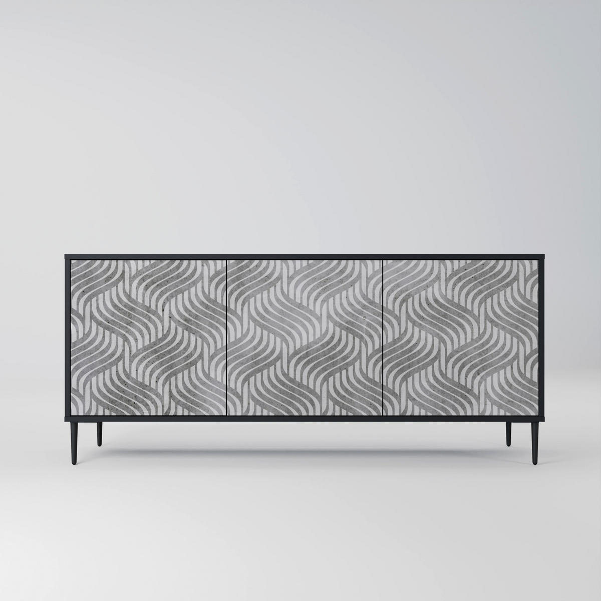 SIDEBOARD CONCRETE MOVEMENT, Eicheneffekt, 164,5x42x77,5 cm, 3 Türen - Eichefarben/Buchefarben, Holzwerkstoff/Buchenholz (164.5/77.5/42cm) - SpaceRebels