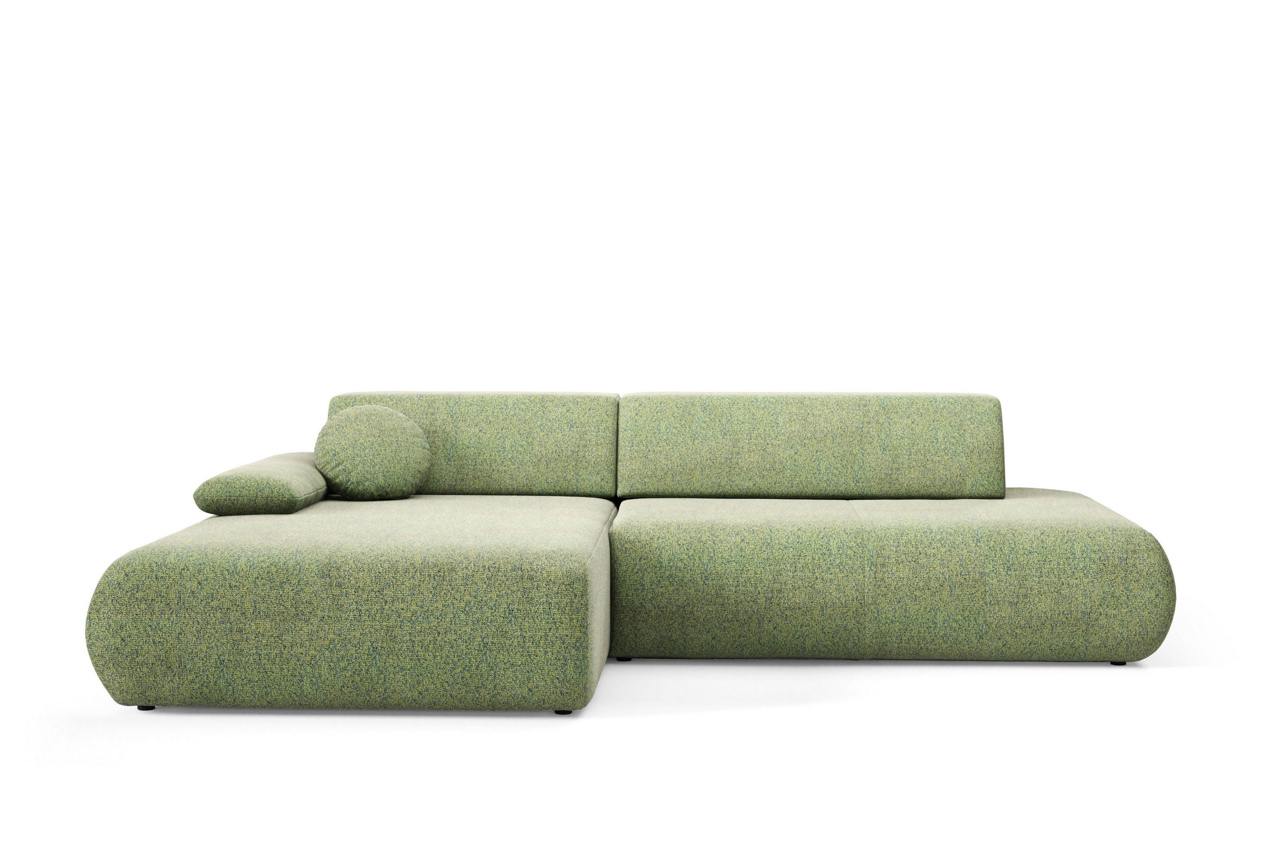 ECKSOFA DELTA L-S Grün Geflochtener Stoff mit Schlaffunktion - Grün, Holz (286/173.5cm) - MASSENO