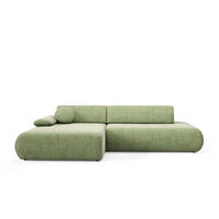 ECKSOFA DELTA L-S Grün Geflochtener Stoff mit Schlaffunktion - Grün, Holz (286/173.5cm) - MASSENO