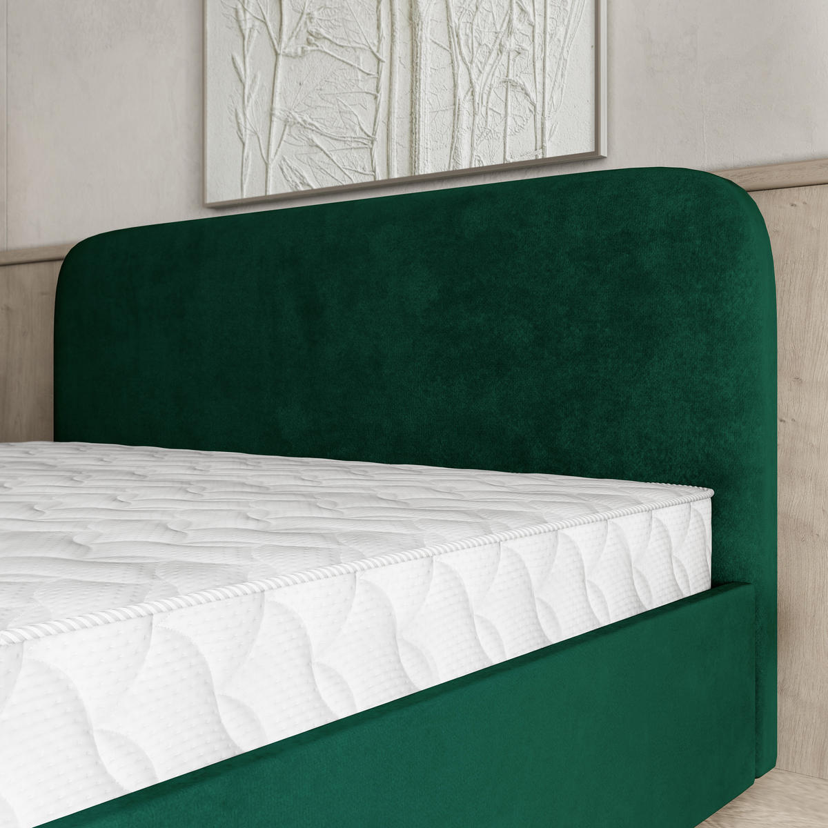 POLSTERBETT RENIVE 160x200 cm mit Bettkästen - Grün - Grün, Holz (160/200cm) - MASSENO