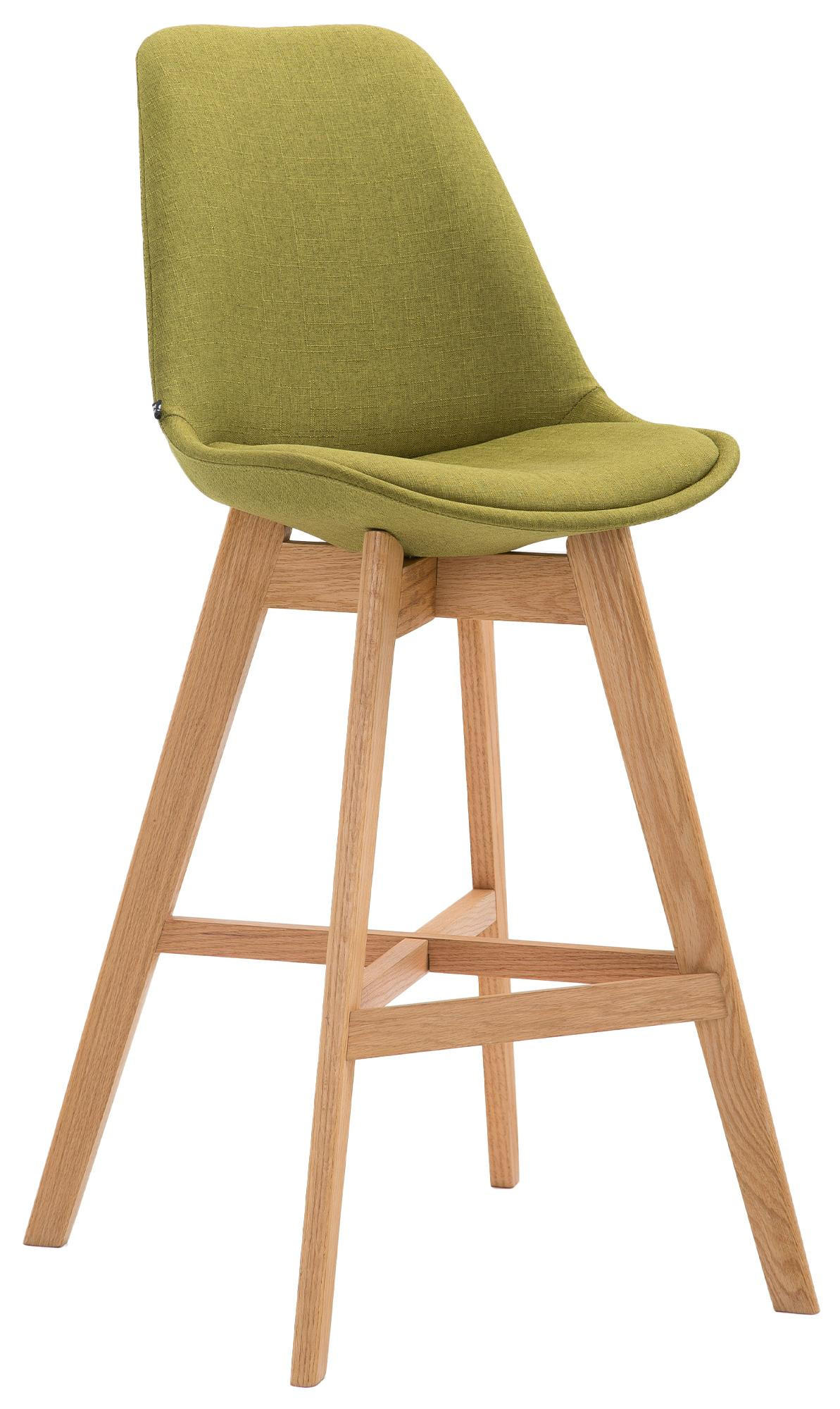 BARHOCKER Stoff grün - Eukalyptusholzfarben/Grün, Holz/Textil (48/112/56cm) - CLP