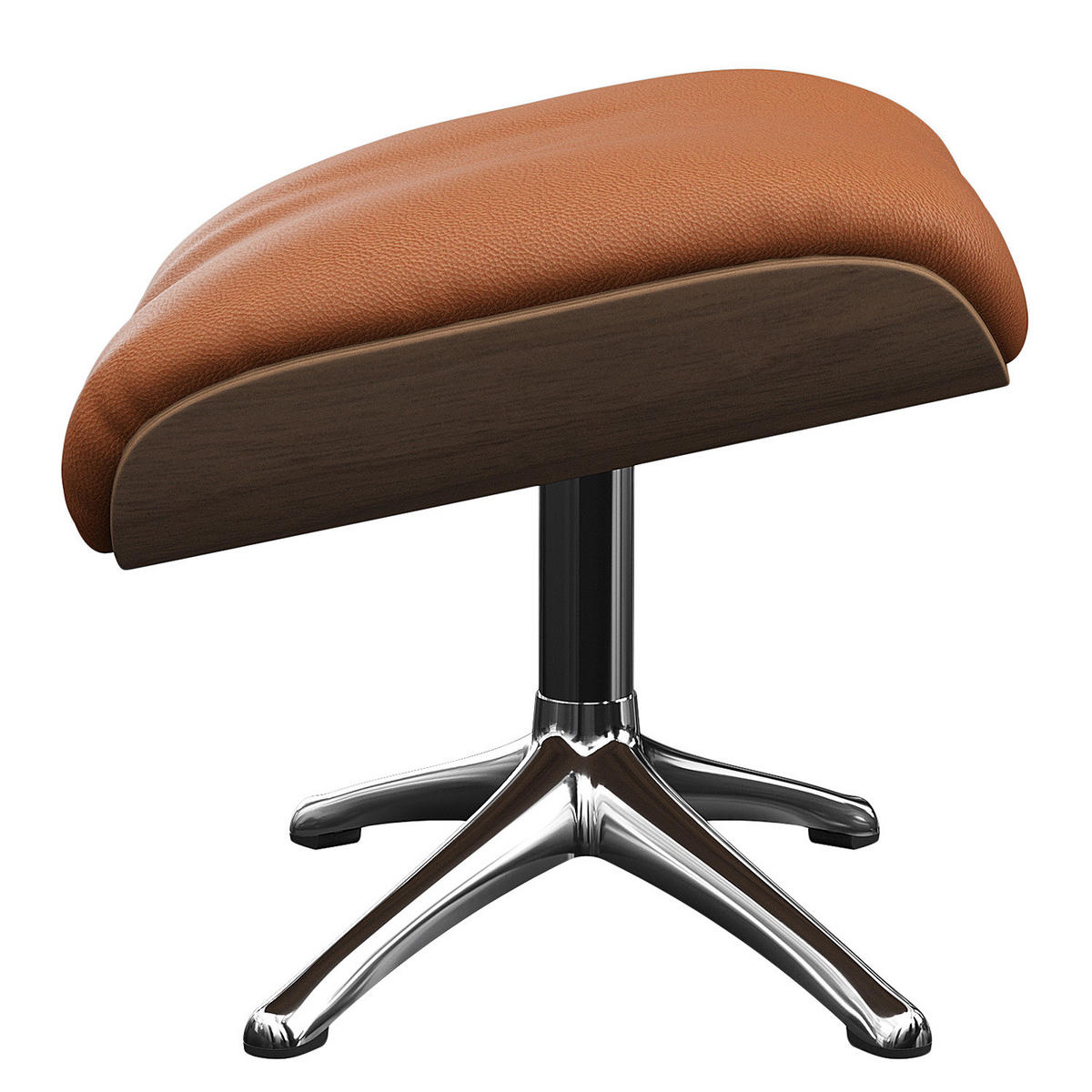 POLSTERHOCKER - Echtleder - Kastanienfarben/Chromfarben, Leder/Metall (49/39/44cm) - home24