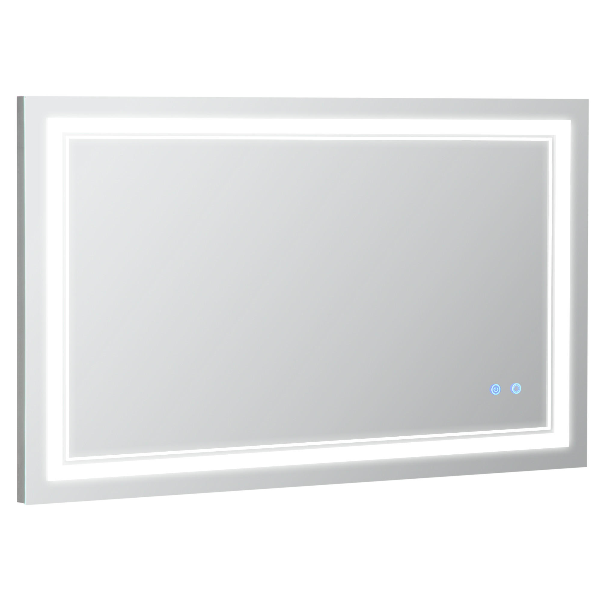 BADSPIEGEL mit LED-Beleuchtung, Touchschalter, IP44 Wasserdicht, 100 x 60 cm - Silberfarben, Glas (60/3.2/100cm) - Kleankin