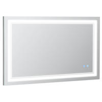 BADSPIEGEL mit LED-Beleuchtung, Touchschalter, IP44 Wasserdicht, 100 x 60 cm - Silberfarben, Glas (60/3.2/100cm) - Kleankin