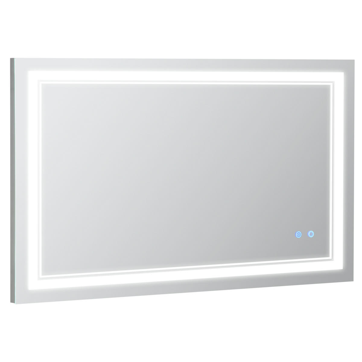 BADSPIEGEL mit LED-Beleuchtung, Touchschalter, IP44 Wasserdicht, 100 x 60 cm - Silberfarben, Glas (60/3.2/100cm) - Kleankin