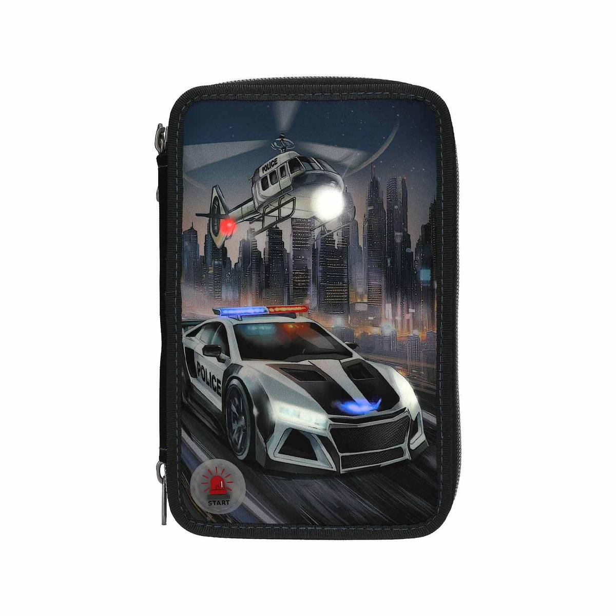 3-FACH FEDERTASCHE LED Monster Cars schwarz-bunt 7,5 x 13 x 20 cm - Multicolor/Schwarz, Kunststoff (13/20/7.5cm) - Depesche Germany