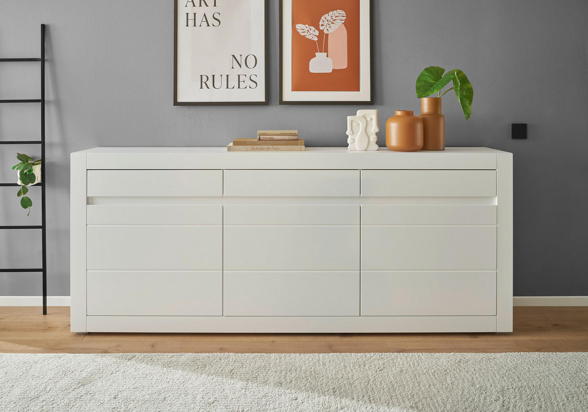 SIDEBOARD M15 Weiß Matt 217/90/42 cm - Weiß, Holzwerkstoff (217/90/42cm) - Livojo