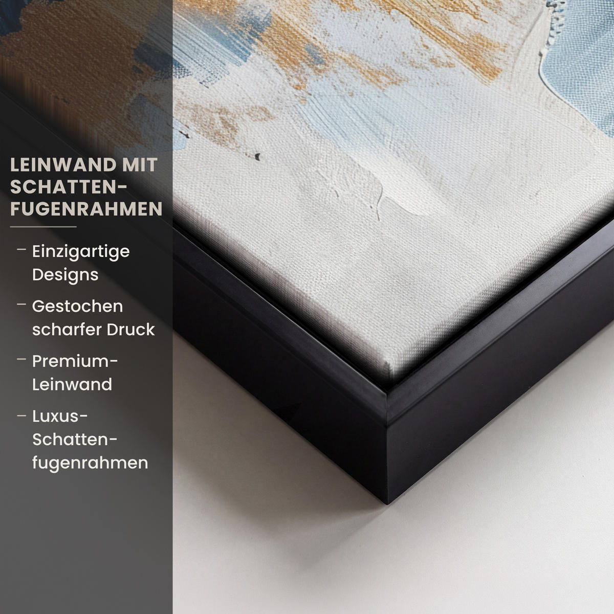 LEINWAND Bilder mit Rahmen - Gold - Blau - Aquarell - Kunst - Modern - 20x30 - Hellblau, Textil (20/30cm) - MuchoWow
