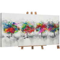 GEMÄLDE Bunter Wald auf Keilrahmen 120x60 cm - Multicolor, Holz (120/60cm) - YS-art gallery