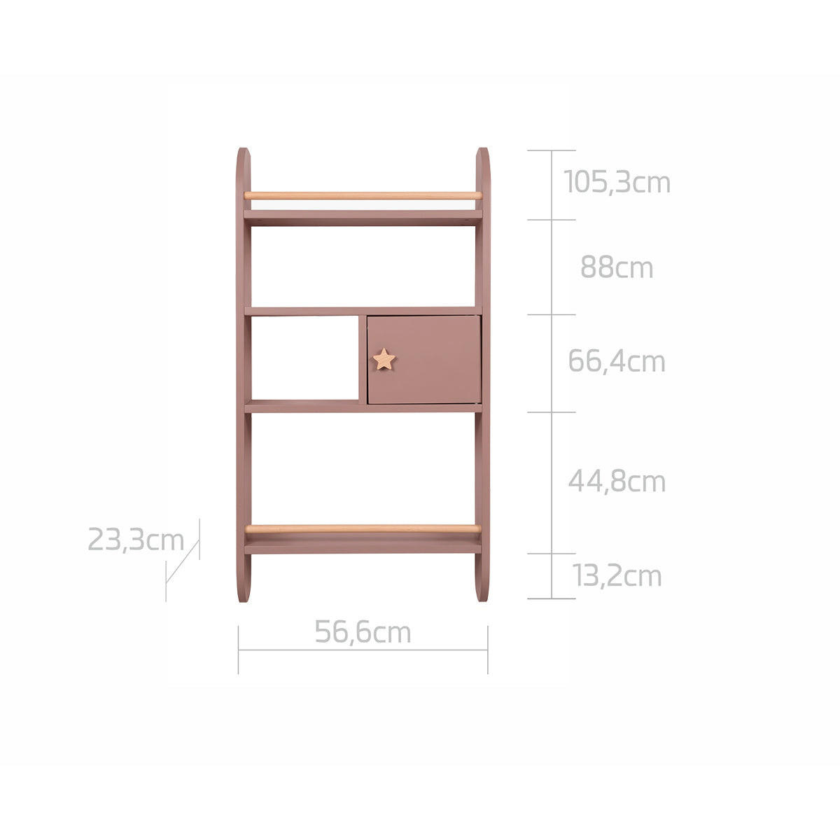 WANDBOARD Rainbow Rose - Rosa, Holzwerkstoff (57/105/23cm) - Petits-meubles