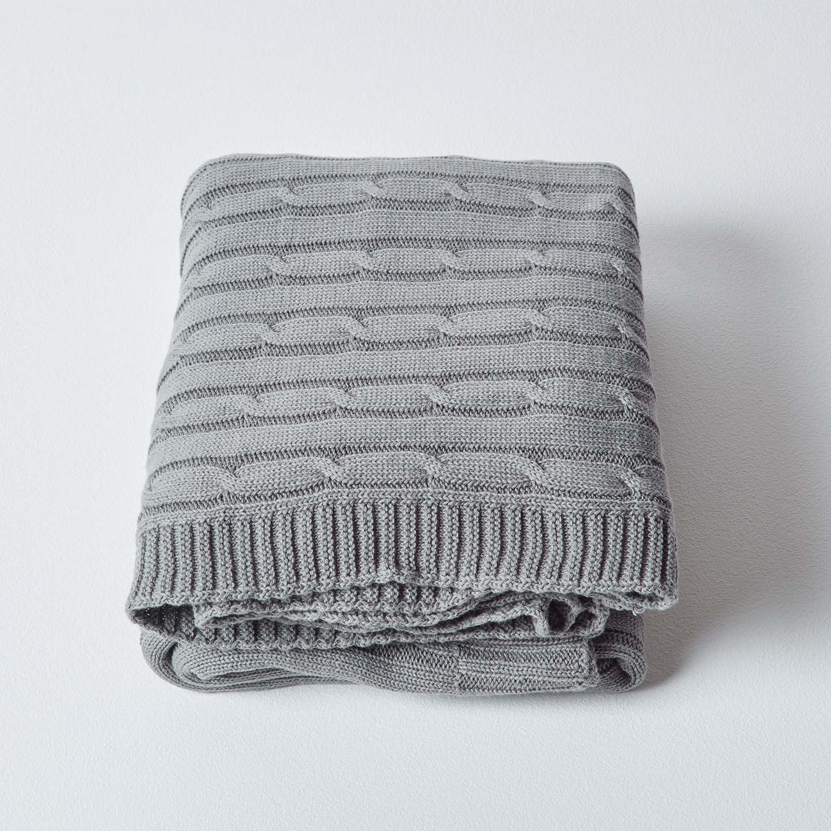 STRICKDECKE 150/200 cm, Baumwolle mit Rautenmuster - Grau, Textil (150/200cm) - Homescapes