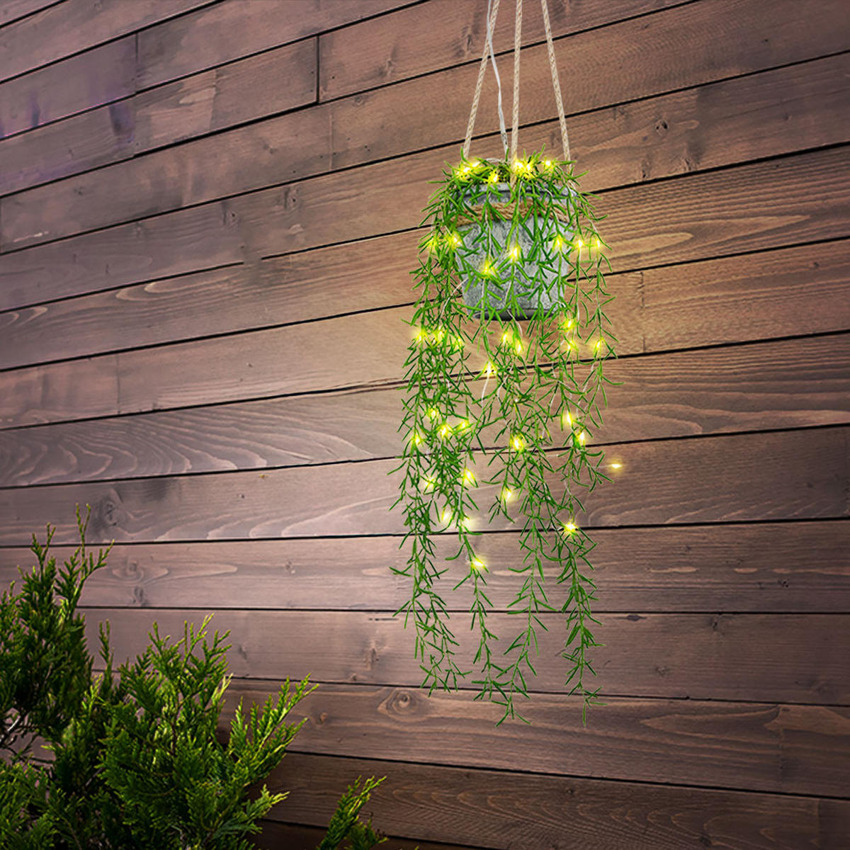 LED AUSSENLEUCHTE Solar grün Hanfseil - Multicolor, Kunststoff (13/13/90cm) - Globo Lighting