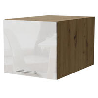 AUFSATZSCHRANK Essen W6B/40 Weiß Hochglanz / Eiche Artisan Matt 40 / 59 / 36cm - Weiß Hochglanz/Eiche Artisan, Holz/Holzwerkstoff (40/59/36cm) - Feldmann-Wohnen