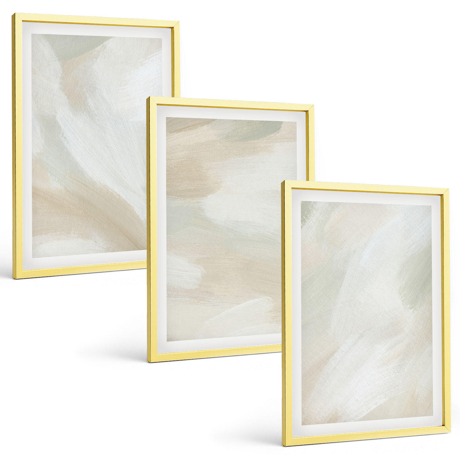 BILDER SET 3er Set - 40x60 cm Goldrahmen - Minimalismus der Farbstruktur - Goldfarben, Kunststoff (40/60cm) - TULUP