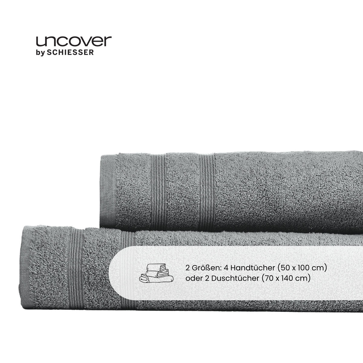 DUSCHTUCHSET Brooklyn - 2-teilig - 70 x 140 cm - Dunkelgrau - Dunkelgrau, Textil (70/140cm) - Uncover by Schiesser