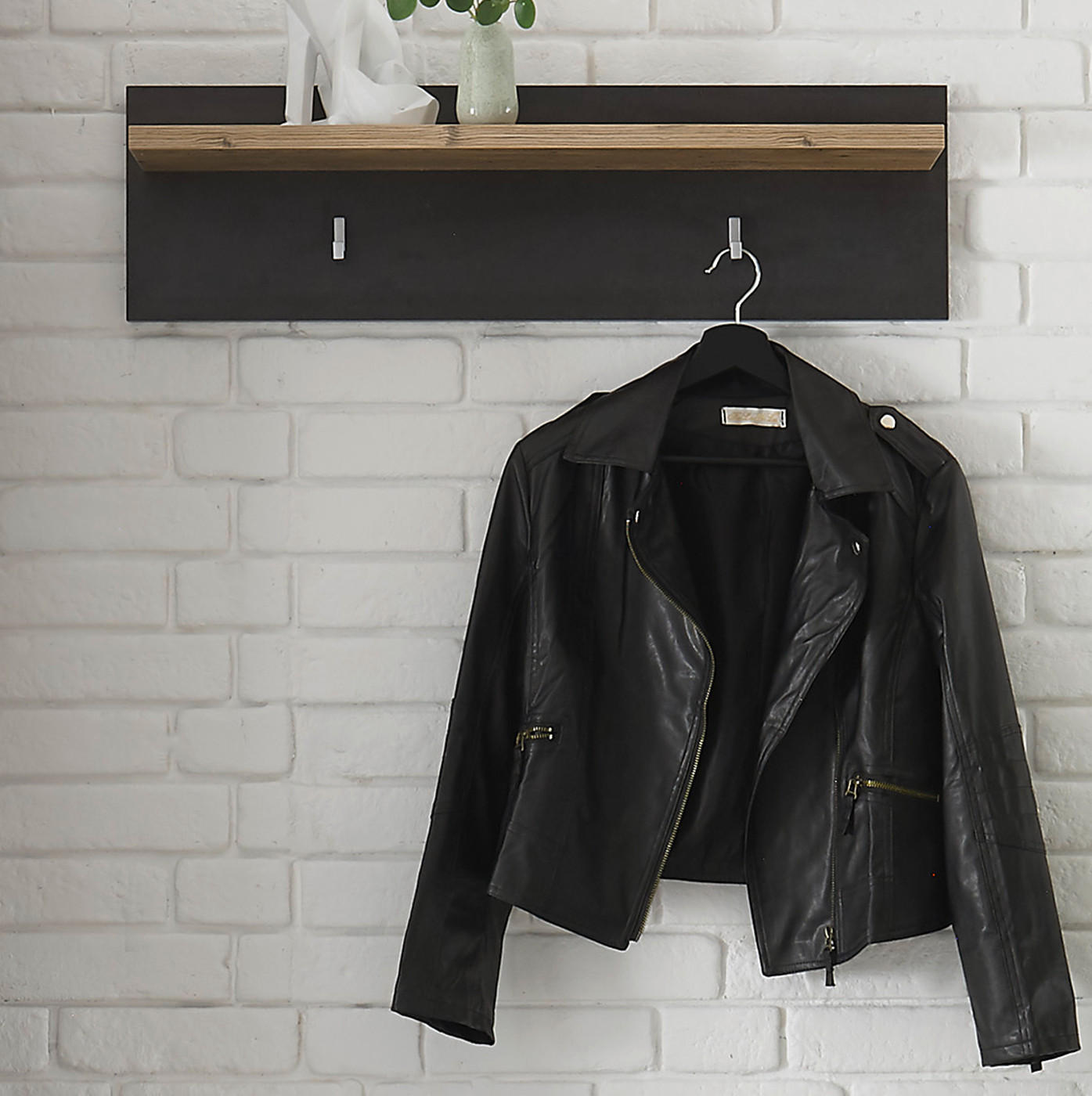 GARDEROBENPANEEL Kastanie und grau Fresco , Flur Wandgarderobe, 80 x 23 cm - Kastanienfarben/Grau, Holzwerkstoff (80/23/18cm) - Furn.Design