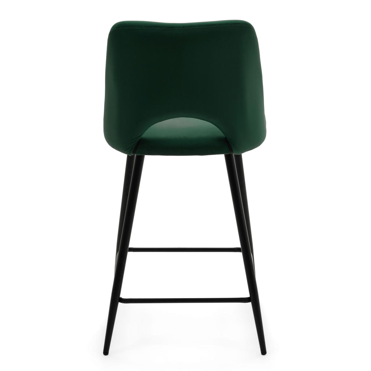 BARHOCKER ORO gepolsterter mit Steppung - grün - Samt Velour - Schwarz/Grün, Textil/Metall (48/94/55cm) - NEW HOME