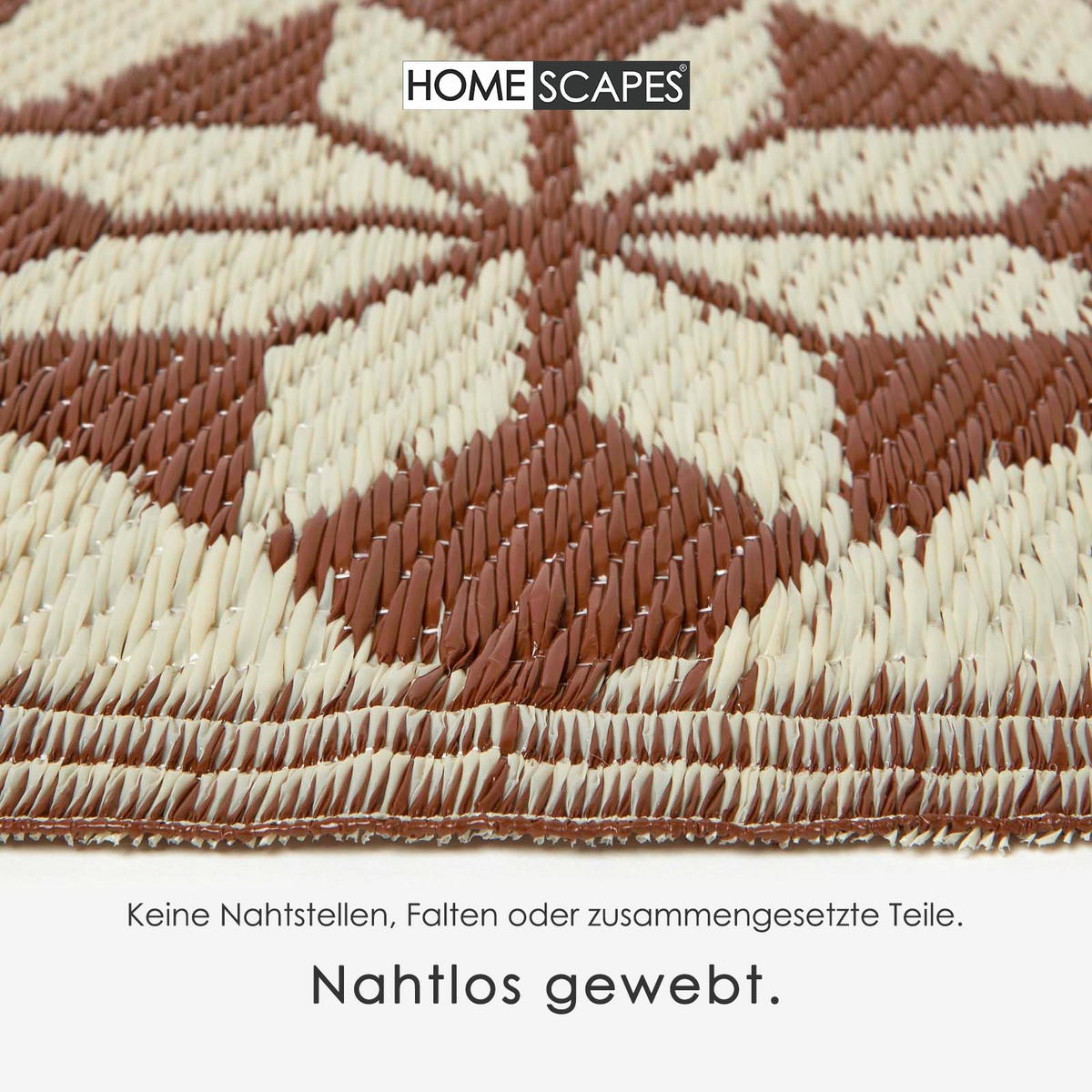 OUTDOORTEPPICH Kachel-Muster 120/180 cm - Braun, Kunststoff (122/182cm) - Homescapes
